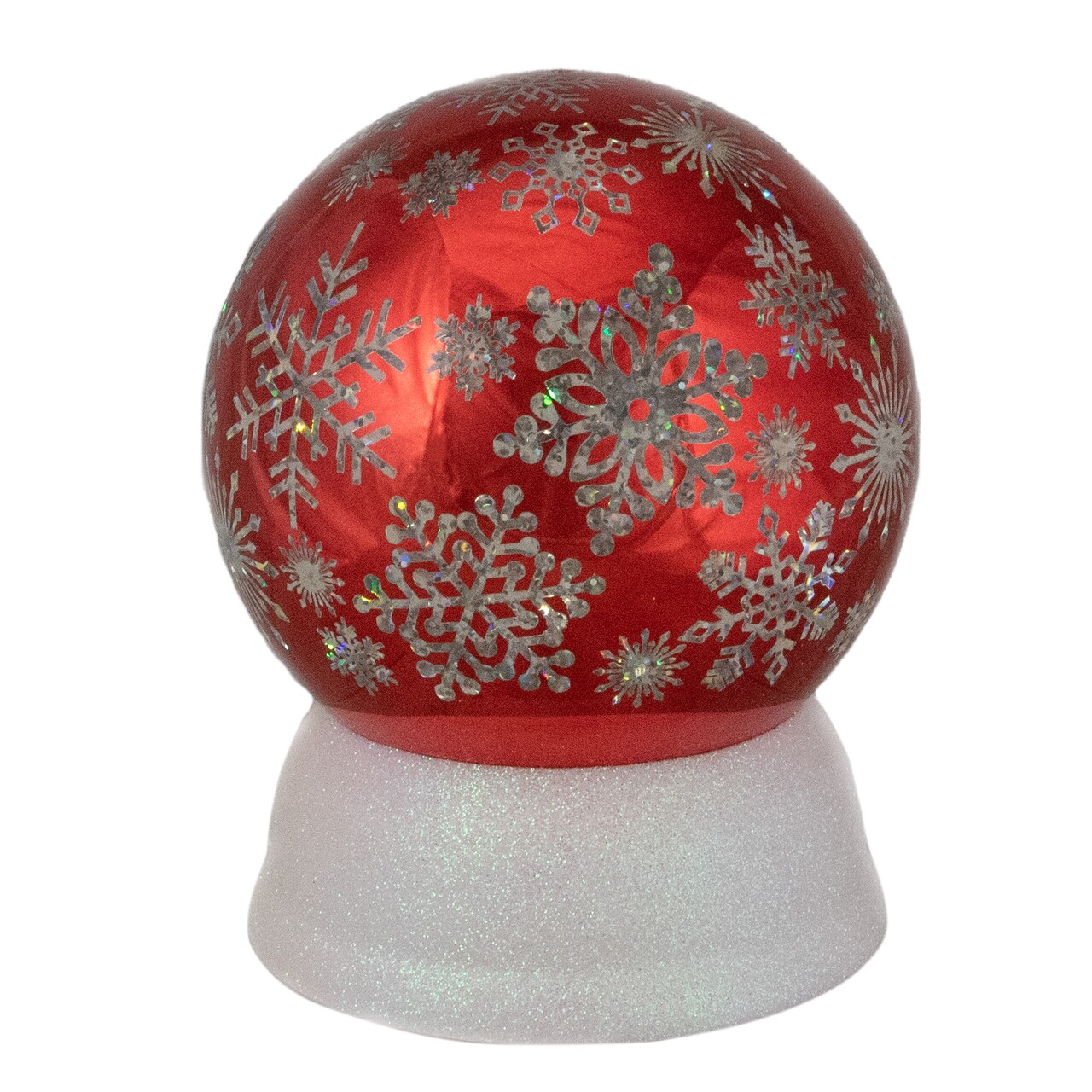 Northlight LED Lighted Shiny Snowflake Water Globe Decoration - 6.5" - Red - Warm White